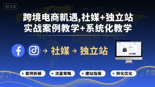 跨境电商新机遇，社媒+独立站，实战案例教学+系统化教学-青年网赚