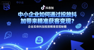 中小企业如何通过投放抖加带来精准获客变现？企业实体抖加投放精准变现秘籍-青年网赚