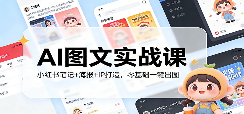 AI图文实战课：小红书笔记+海报+IP打造，零基础一键出图-青年网赚