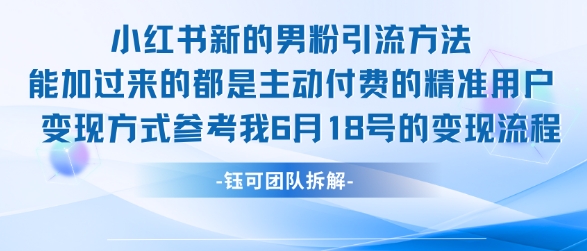 小红书全新男粉引流实操方法，日引流100多精准男粉-青年网赚