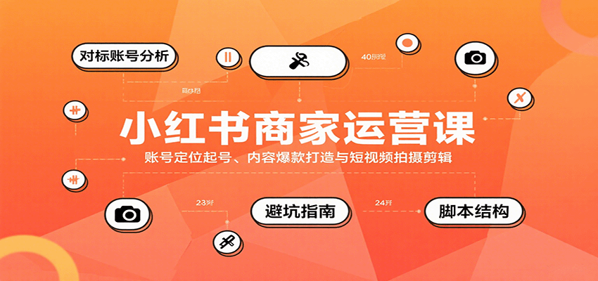 小红书商家运营课，账号定位起号、内容爆款打造与短视频拍摄剪辑-青年网赚