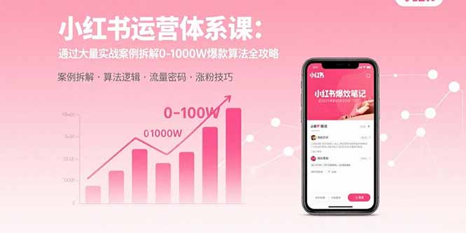 小红书运营体系课：通过大量实战案例拆解0-1000W爆款算法全攻略-青年网赚