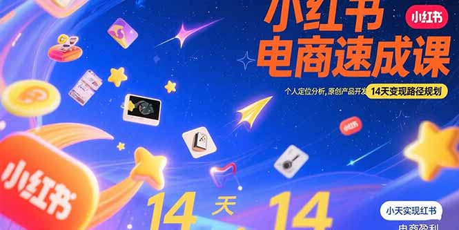 小红书虚拟电商速成课：个人定位分析，原创产品开发，14天变现路径规划-青年网赚