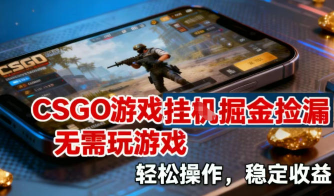 CSGO游戏挂G掘金捡漏，不需要玩游戏，操作简单，收益稳定【揭秘】-青年网赚