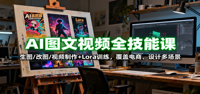 AI图文视频全技能课：生图/改图/视频制作+Lora训练，覆盖电商 、设计多场景-青年网赚