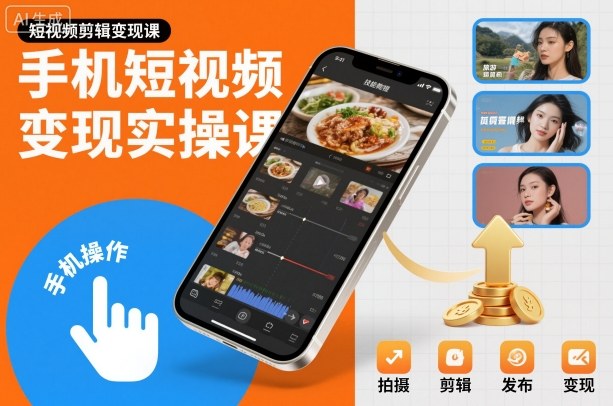 手机短视频变现实操课，短视频剪辑变现课-青年网赚