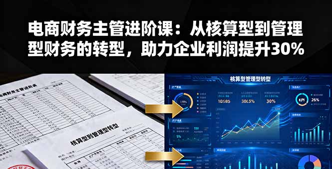 电商财务主管进阶课：从核算型到管理型财务的转型，助力企业利润提升30%-青年网赚