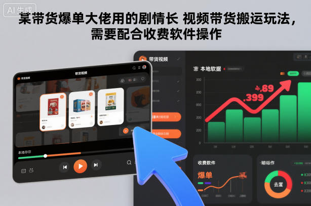 某带货爆单大佬用的剧情长视频带货搬运玩法，需要配合收费软件操作-青年网赚