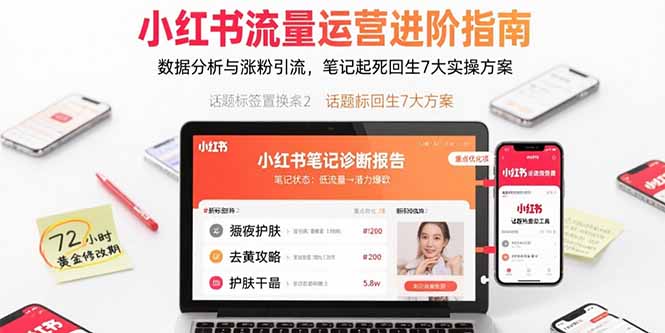 小红书流量运营进阶指南，数据分析与涨粉引流，笔记起死回生7大实操方案-青年网赚