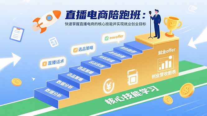 直播电商陪跑班：快速掌握直播电商的核心技能并实现就业/创业目标-青年网赚