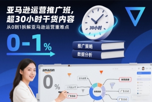 亚马逊运营推广班，超30小时干货内容，从0到1拆解亚马逊运营重难点-青年网赚