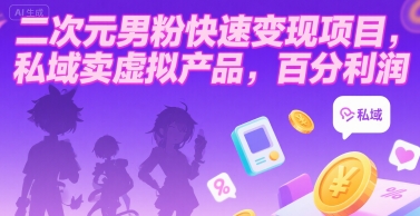 二次元男粉快速变现项目，私域卖虚拟产品，百分利润-青年网赚