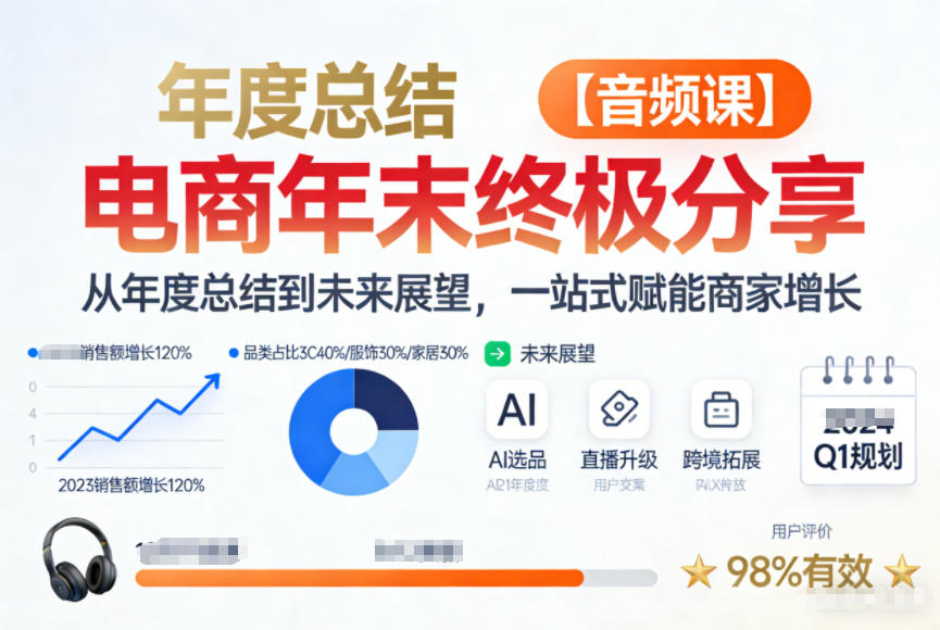 电商年未终极分享，从年度总结到未来展望，一站式赋能商家增长【音频课】-青年网赚