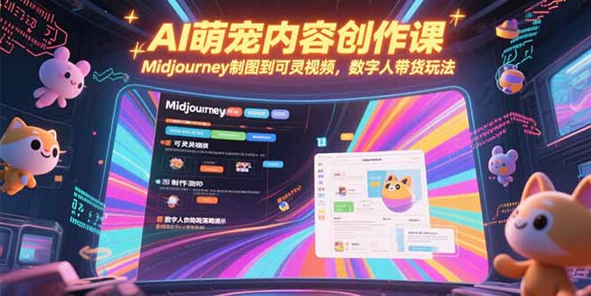 AI萌宠内容创作课，Midjourney制图到可灵视频，数字人带货玩法-青年网赚