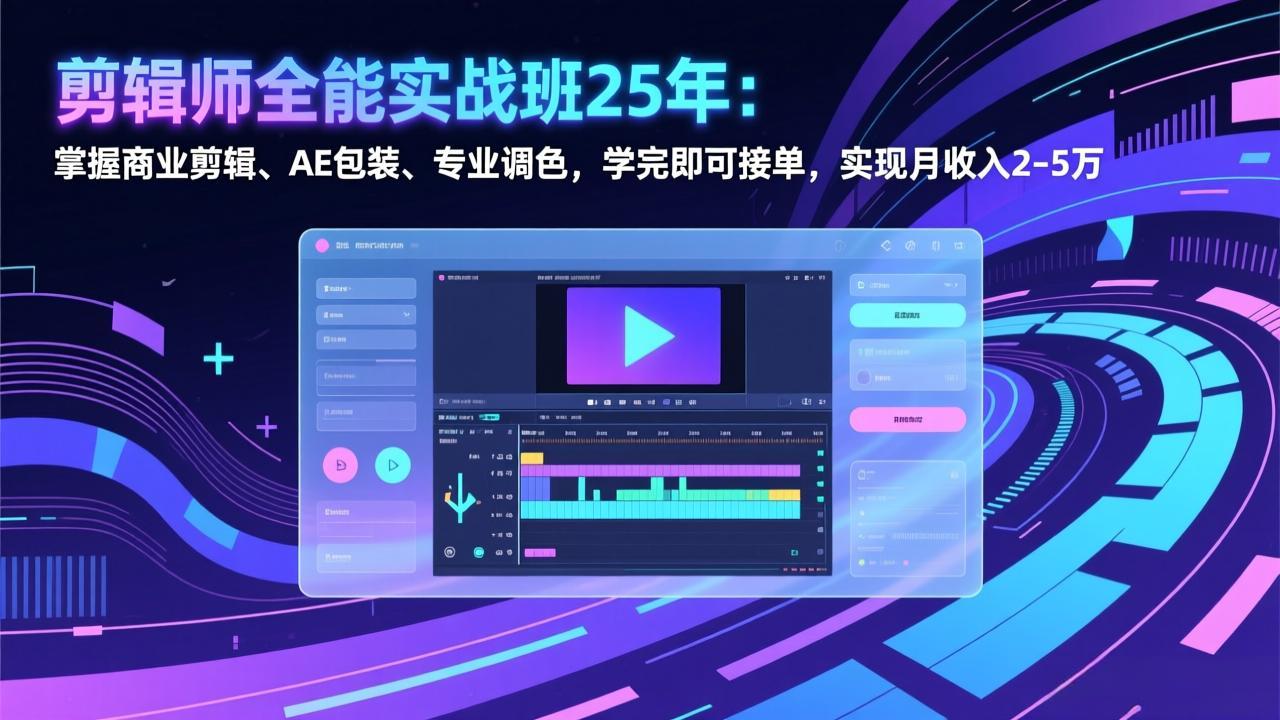 剪辑师全能实战班25年：掌握商业剪辑、AE包装、专业调色，学完即可接单，实现月收入2-5万-青年网赚