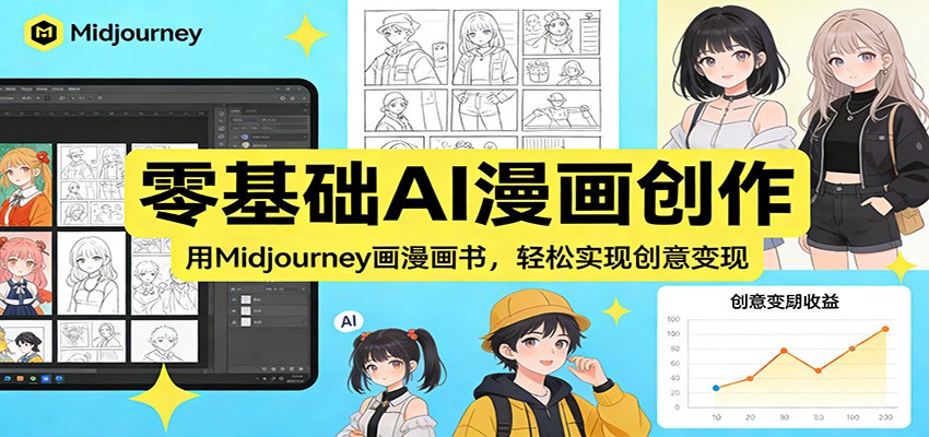 零基础AI漫画创作：用Midjourney画漫画书，轻松实现创意变现-青年网赚