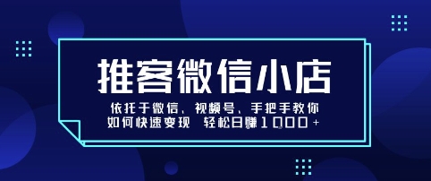 推客微信小店依托于微信、视频号，手把手教你如何快速变现 轻松日入1k+【揭秘】-青年网赚