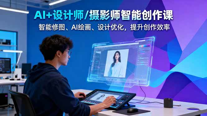 AI+设计师/摄影师智能创作课：智能修图、AI绘画、设计优化，提升创作效率-青年网赚