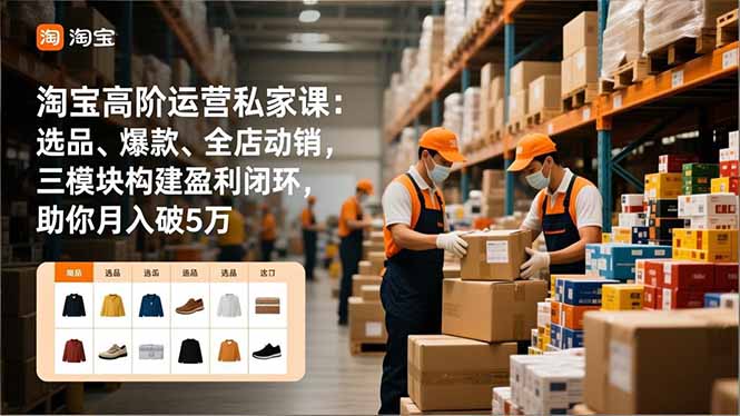 淘宝高阶运营私家课：选品、爆款、全店动销，三模块构建盈利闭环，助你月入破5万(更新12月-青年网赚