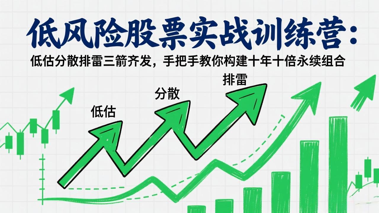 低风险股票实战训练营:低估分散排雷三箭齐发,手把手教你构建十年十倍永续组合-青年网赚