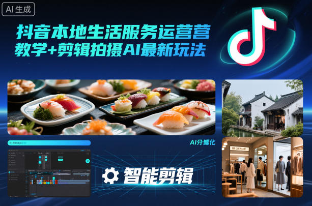 抖音本地生活服务运营教学+剪辑拍摄AI最新玩法-青年网赚