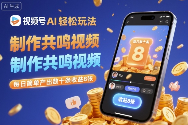 视频号AI轻松玩法，制作共鸣视频，每日简单产出数十条收益8张-青年网赚