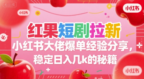 红果短剧拉新小红书大佬爆单经验分享，稳定日入几k的秘籍-青年网赚