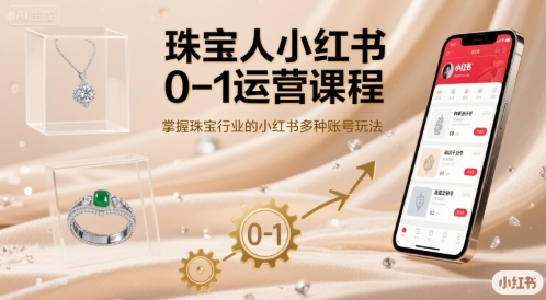 珠宝人小红书0-1运营课程，掌握珠宝行业的小红书多种账号玩法-青年网赚