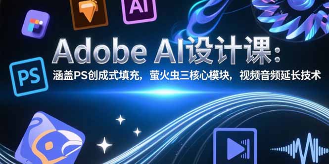 Adobe AI设计课：涵盖PS创成式填充，萤火虫三核心模块，视频音频延长技术-青年网赚