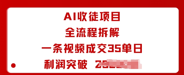 AI收徒项目全流程拆解一条视频成交35单日利润突破1k+-青年网赚