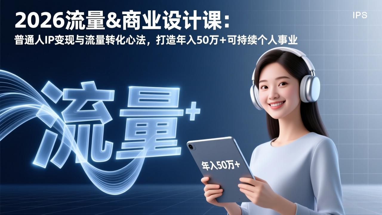 2026流量&商业设计课：普通人IP变现与流量转化心法，打造年入50万+可持续个人事业-青年网赚