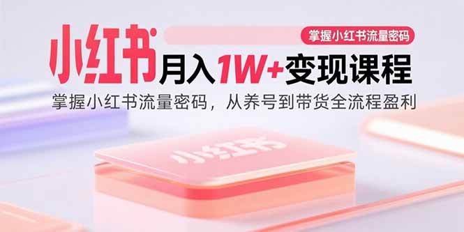 小红书月入1W+变现课程：掌握小红书流量密码，从养号到带货全流程盈利-青年网赚