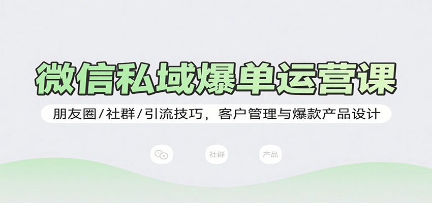 微信私域爆单运营课：朋友圈/社群/引流技巧，客户管理与爆款产品设计-青年网赚