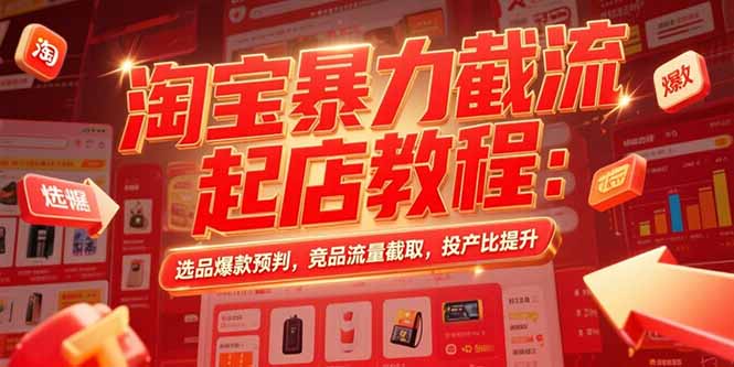 淘宝暴力截流起店教程：选品爆款预判，竞品流量截取，投产比提升-青年网赚