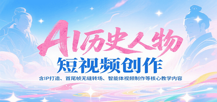 AI历史人物短视频创作，含IP打造、首尾帧无缝转场、智能体视频制作等核心教学内容-青年网赚