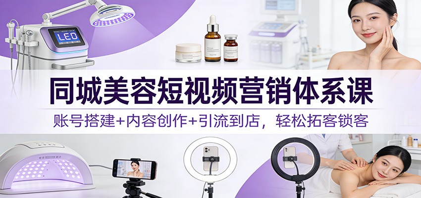 同城美容短视频营销体系课：账号搭建+内容创作+引流到店，轻松拓客锁客-青年网赚