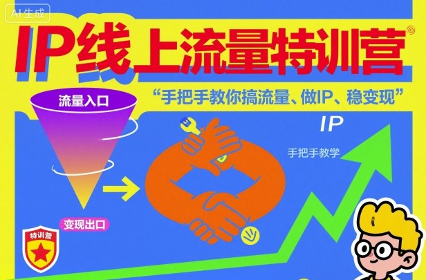 IP线上流量特训营，手把手教你搞流量、做IP、稳变现-青年网赚