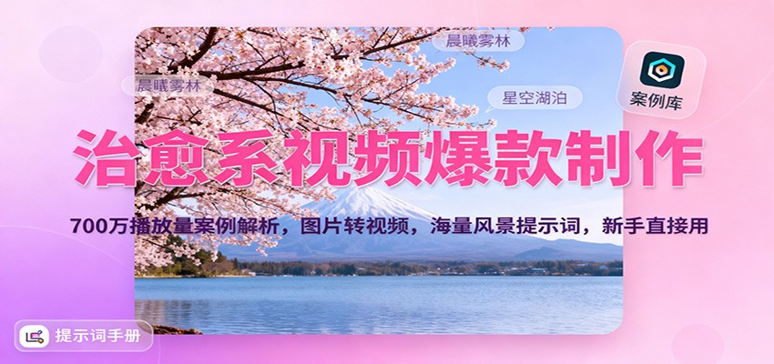 治愈系视频爆款制作，700万播放量案例解析，图片转视频，海量风景提示词，新手直接用-青年网赚