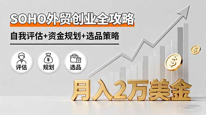 SOHO外贸创业全攻略，自我评估+资金规划+选品策略，月入2万美金-青年网赚