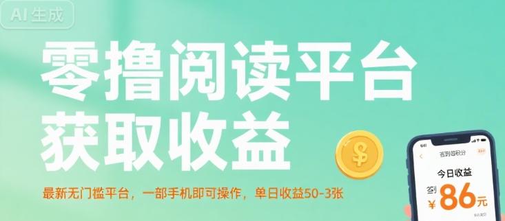 零撸阅读平台获取收益，最新无门槛平台，一部手机即可操作，单日收益50-3张【揭秘】-青年网赚