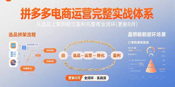 拼多多电商运营完整实战体系，从选品上架到稳定盈利完整商业闭环(更新8月-青年网赚