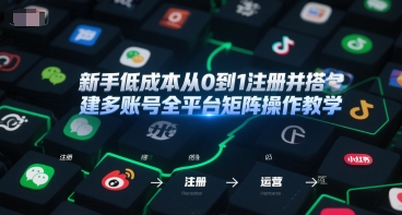 新手低成本从0到1注册并搭建多账号全平台矩阵操作教学，手机号-邮箱-IP-工具-青年网赚