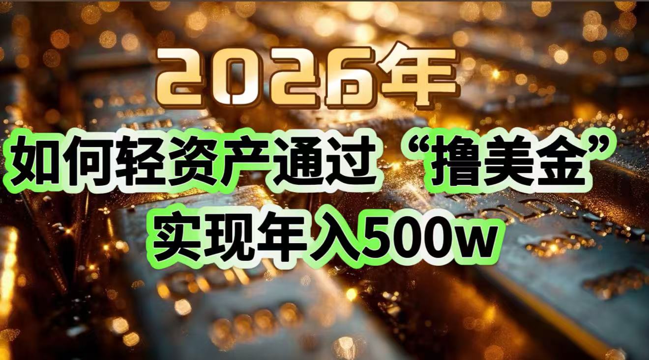 2026年如何轻资产通过“撸美金”实现年入500w-青年网赚