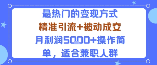小众赛道玩法:当下最热门的变现方式,精准引流+被动成交月利润5k+操作简单,适合兼职人群-青年网赚