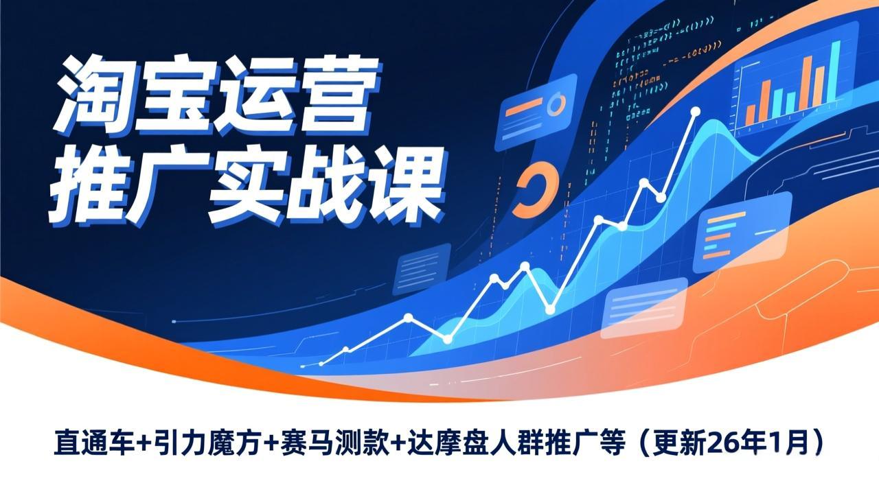 淘宝运营推广实战课，直通车+引力魔方+赛马测款+达摩盘人群推广等(更新26年1月-青年网赚