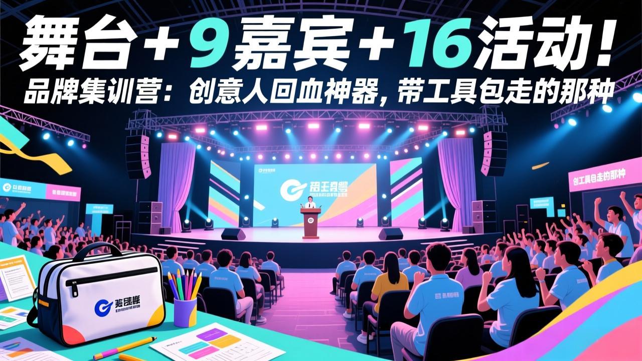 舞台 + 9 嘉宾 + 16 活动！品牌集训营：创意人回血神器，带工具包走的那种-青年网赚