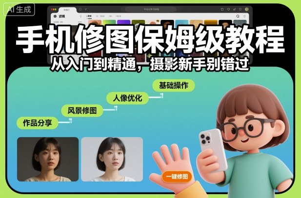 手机修图保姆级教程，从入门到精通，摄影新手别错过-青年网赚