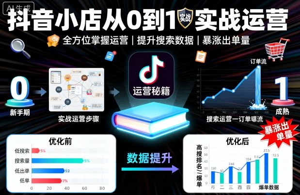 抖音小店从0到1实战运营，帮你全方位掌握小店运营，提升搜索数据与出单量-青年网赚