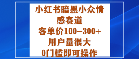 小红书暗黑小众情感赛道，客单价100-300+用户量很大，0门槛即可操作-青年网赚
