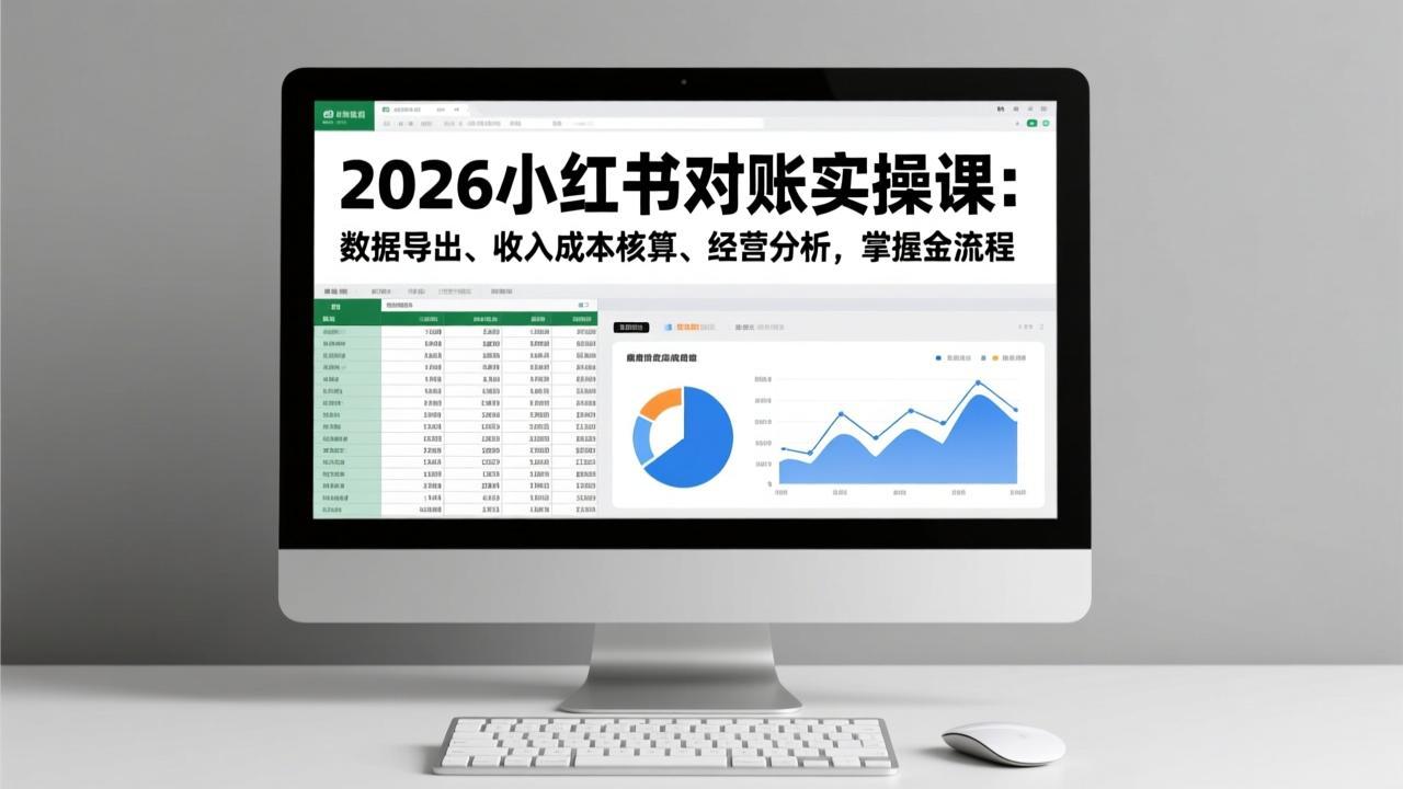 2026小红书对账实操课：数据导出、收入成本核算、经营分析，掌握全流程-青年网赚